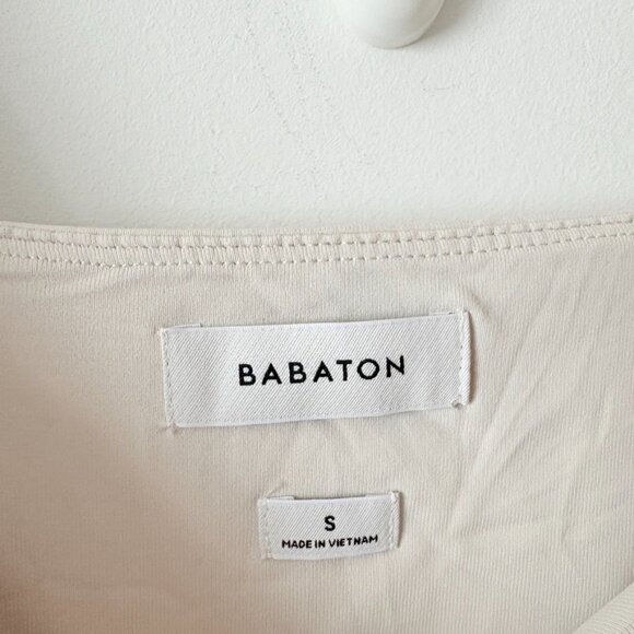 Aritzia Contour Squareneck Longsleeve Mini Dress Bone White Size Small - Picture 4 of 5